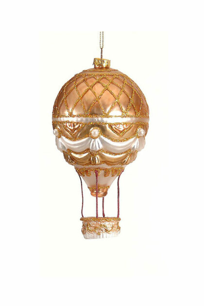 Athome Pavloudakis - Χριστουγεννιάτικο χρυσό γυάλινο κρεμαστό στολίδι αερόστατο 15 cm