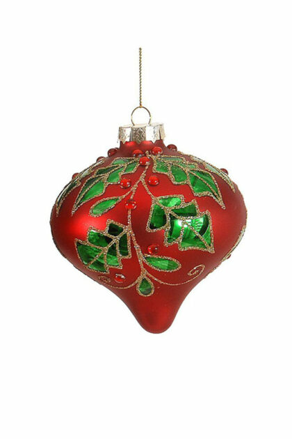 Athome Pavloudakis - Χριστουγεννιάτικο κόκκινο γυάλινο στολίδι σβούρα 11 cm