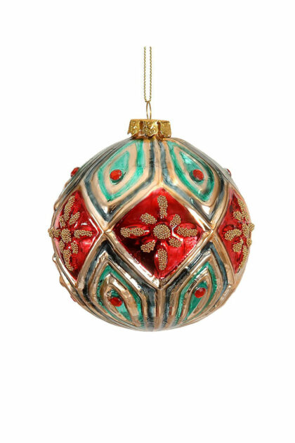 Athome Pavloudakis - Χριστουγεννιάτικη γυάλινη μπάλα πολύχρωμη 11 cm
