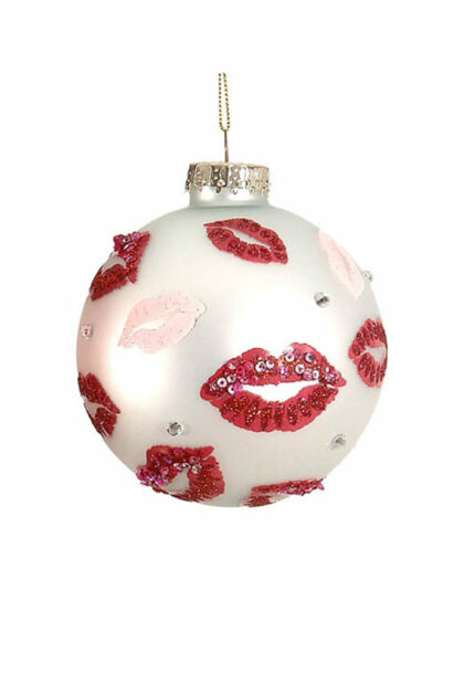 Athome Pavloudakis - Χριστουγεννιάτικη γυάλινη μπάλα λευκή 10 cm με χείλη