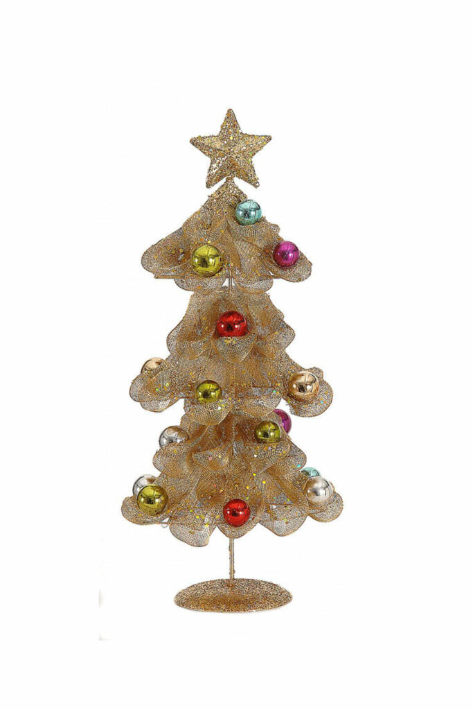 Athome Pavloudakis - Χριστουγεννιάτικο διακοσμητικό χρυσό δεντράκι με μπάλες  45 cm