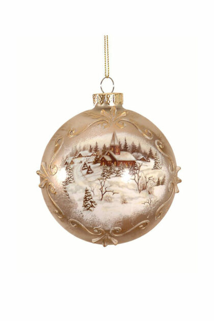 Athome Pavloudakis - Χριστουγεννιάτικη γυάλινη μπάλα χρυσή ματ 12 cm χωριό