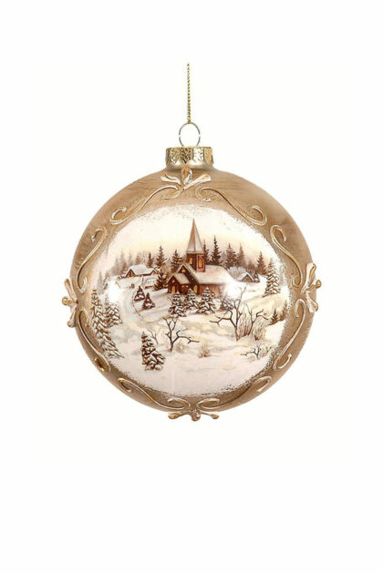 Athome Pavloudakis - Χριστουγεννιάτικη γυάλινη μπάλα χρυσό ματ 12 cm χωριό
