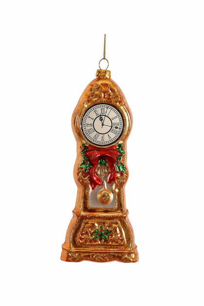 Athome Pavloudakis - Χριστουγεννιάτικο χρυσό γυάλινο στολίδι ρολόι 15 cm