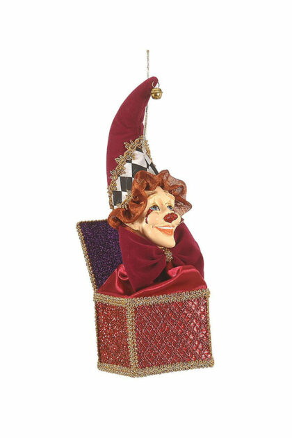 Athome Pavloudakis - Χριστουγεννιάτικο μπορντώ στολίδι κουτί με κλόουν 30 cm
