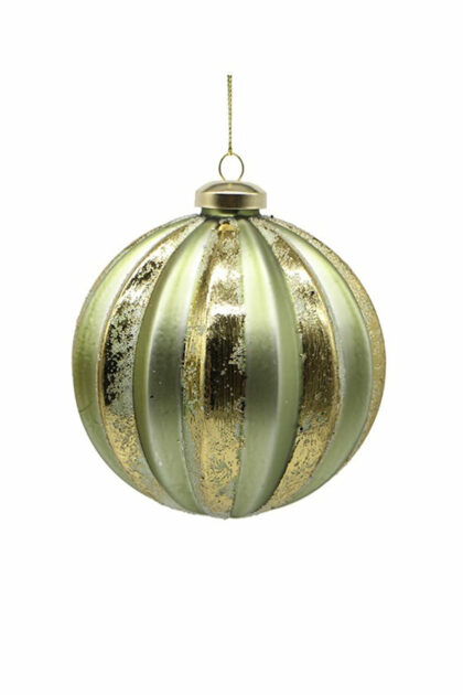 Athome Pavloudakis - Χριστουγεννιάτικη γυάλινη μπάλα πράσινη 2 τόνων 10 cm με σχέδια