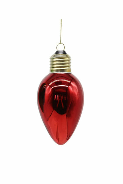 Athome Pavloudakis - Χριστουγεννιάτικο κόκκινο γυάλινο στολίδι λάμπα 9 cm