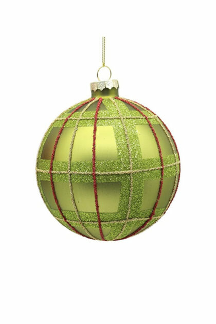 Athome Pavloudakis - Χριστουγεννιάτικη μπάλα πράσινη ματ με σχέδια γραμμές 10 cm