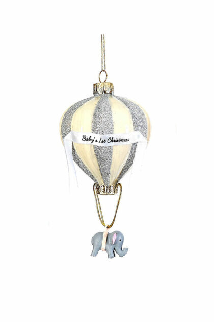 Athome Pavloudakis - Χριστουγεννιάτικο γαλάζιο γυάλινο στολίδι αερόστατο 14 cm