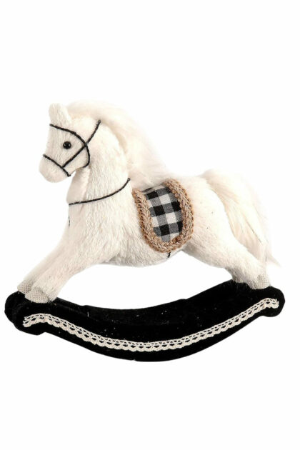 Athome Pavloudakis - Χριστουγεννιάτικο διακοσμητικό λευκό άλογο με ταλάντωση 27 cm