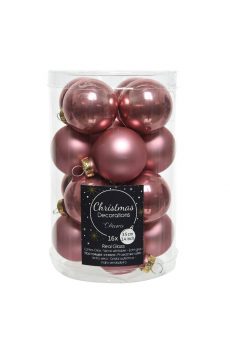 Athome Pavloudakis - Σετ Χριστουγεννιάτικες γυάλινες μπάλες βελούδινο ροζ 16 τμχ 3