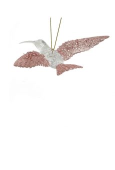 Athome Pavloudakis - Χριστουγεννιάτικο διάφανο συνθετικό στολίδι πουλί 5 cm