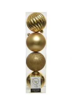 Athome Pavloudakis - Σετ Χριστουγεννιάτικες άθραυστες χρυσές μπάλες 4 τμχ (10 cm)