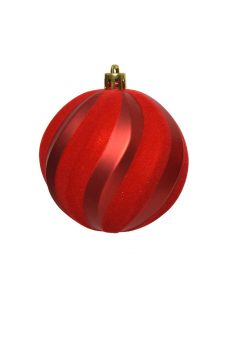 Athome Pavloudakis - Χριστουγεννιάτικη συνθετική κόκκινη μπάλα με βελούδινη υφή 8 cm