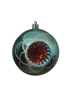 Athome Pavloudakis - Χριστουγεννιάτικη συνθετική άθραυστη μπάλα μπλε της πέτρας 8 cm με σχέδια