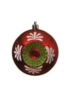 Athome Pavloudakis - Χριστουγεννιάτικη συνθετική άθραυστη μπάλα κόκκινη 8 cm με σχέδια