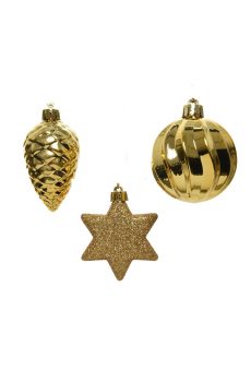 Athome Pavloudakis - Χριστουγεννιάτικο χρυσό Σετ 3 τμχ συνθετικών στολιδιών (6 cm)