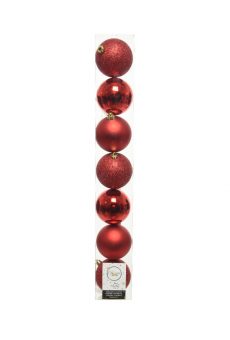 Athome Pavloudakis - Χριστουγεννιάτικη συνθετική άθραυστη μπάλα κόκκινη χριστουγέννων 8 cm Σετ 7 τμχ