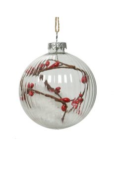 Athome Pavloudakis - Χριστουγεννιάτικη γυάλινη μπάλα διάφανο 8 cm με κλαδάκι