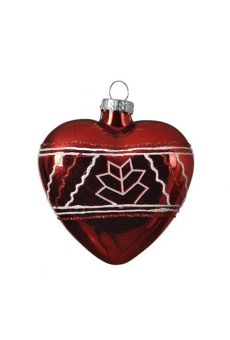 Athome Pavloudakis - Χριστουγεννιάτικο κόκκινο γυάλινο στολίδι καρδιά (8 cm)