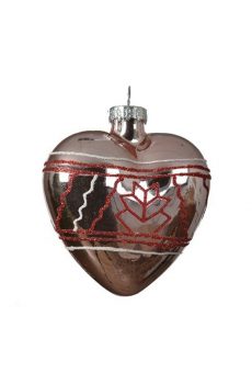 Athome Pavloudakis - Χριστουγεννιάτικο ροζ γυάλινο στολίδι καρδιά (8 cm)