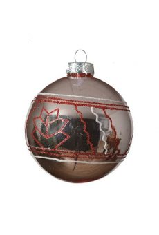 Athome Pavloudakis - Χριστουγεννιάτικη γυάλινη ρόζ μπάλα με σχέδια (8 cm)