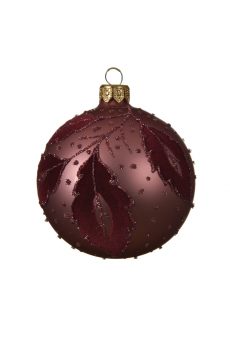 Athome Pavloudakis - Χριστουγεννιάτικη γυάλινη φούξια ματ μπάλα με βελούδινες λεπτομέρειες (8 cm)