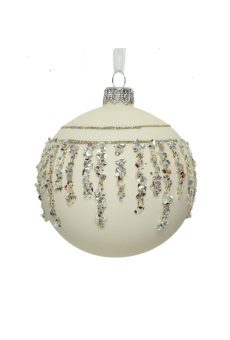 Athome Pavloudakis - Χριστουγεννιάτικη γυάλινο μπάλα λευκή 8 cm με σχέδια