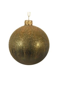 Athome Pavloudakis - Χριστουγεννιάτικη γυάλινη πράσινη μπάλα με χρυσές λεπτομέρειες (8 cm)