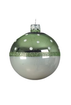 Athome Pavloudakis - Χριστουγεννιάτικη γυάλινη μπάλα πράσινη 8 cm με σχέδια