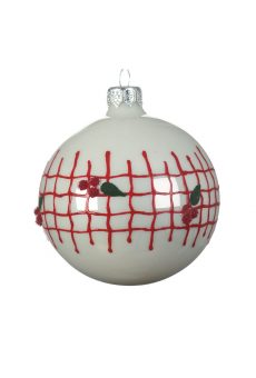 Athome Pavloudakis - Χριστουγεννιάτικη γυάλινη λευκή μπάλα με γκυ (8 cm)