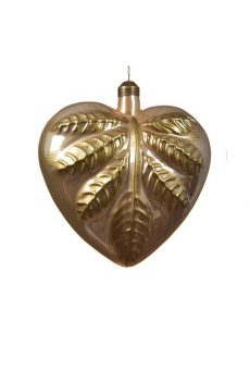 Athome Pavloudakis - Χριστουγεννιάτικη χρυσή γυάλινη διακοσμητική καρδιά (15 cm)