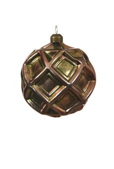 Athome Pavloudakis - Χριστουγεννιάτικη γυάλινη μπάλα ανοικτού καφέ 8 cm με ρόμβους