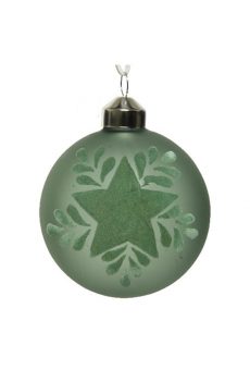 Athome Pavloudakis - Χριστουγεννιάτικη γυάλινη μπάλα πράσινη 8 cm με αστέρι