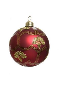 Athome Pavloudakis - Χριστουγεννιάτικη γυάλινη μπάλα κόκκινη χριστουγέννων 8 cm