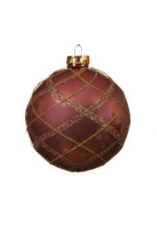 Athome Pavloudakis - Χριστουγεννιάτικη γυάλινη μπάλα ροζ τρυανταφυλλί 10 cm με ρόμβους