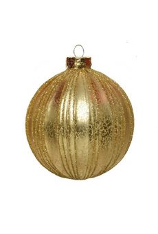 Athome Pavloudakis - Χριστουγεννιάτικη γυάλινη βελούδινη-ματ χρυσή μπάλα (8 cm)