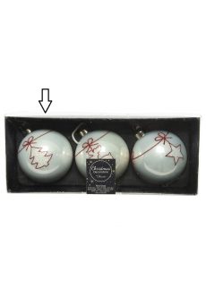 Athome Pavloudakis - Χριστουγεννιάτικη γυάλινη λευκή μπάλα με δενδράκι (8 cm)