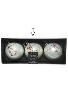 Athome Pavloudakis - Χριστουγεννιάτικη γυάλινη λευκή μπάλα με τάρανδο (8 cm)