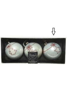 Athome Pavloudakis - Χριστουγεννιάτικη γυάλινη λευκή μπάλα με αστέρι (8 cm)