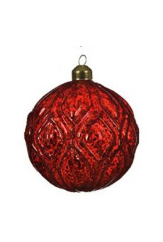 Athome Pavloudakis - Χριστουγεννιάτικη γυάλινη κόκκινη μπάλα κόκκινη (10 cm)