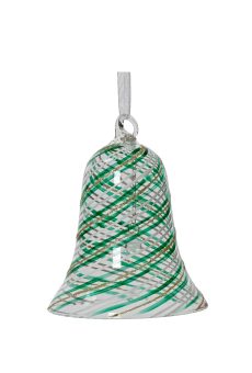 Athome Pavloudakis - Χριστουγεννιάτικη γυάλινη πράσινη κρεμαστή καμπάνα με γραμμές (9