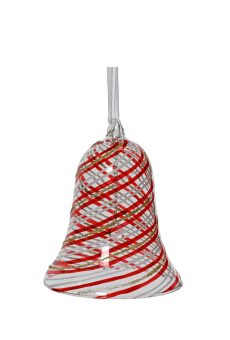 Athome Pavloudakis - Χριστουγεννιάτικη γυάλινη κόκκινη κρεμαστή καμπάνα με γραμμές (9