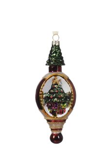 Athome Pavloudakis - Χριστουγεννιάτικο γυάλινο χρυσό διακοσμητικό αδράχτι με δένδρο (6