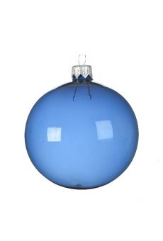 Athome Pavloudakis - Χριστουγεννιάτικη διάφανη γυάλινη μπλε μπάλα (8 cm)