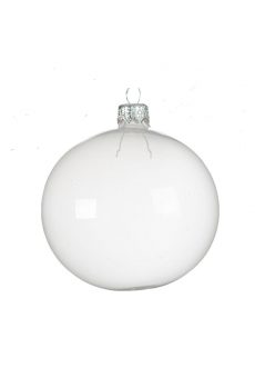 Athome Pavloudakis - Χριστουγεννιάτικη διάφανη γυάλινη  λευκή μπάλα (8 cm)