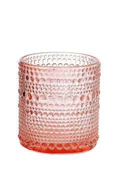 Athome Pavloudakis - Χριστουγεννιάτικο ροζ γυάλινο ποτήρι - ρεσώ με ανάγλυφο σχέδιο 8 cm