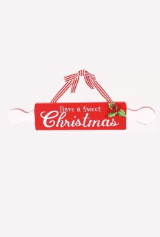 Athome Pavloudakis - Χριστουγεννιάτικη ξύλινη κόκκινη διακοσμητική ταμπέλα σε σχήμα πλάστη (33 cm)