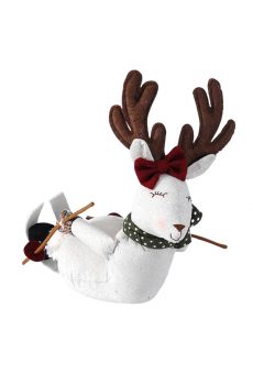 Athome Pavloudakis - Χριστουγεννιάτικη συνθετική φιγούρα  λευκός τάρανδος με σκί 35 cm