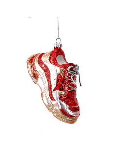 Athome Pavloudakis - Χριστουγεννιάτικο γυάλινο στολίδι κόκκινο φιγούρα αθλητικού παπουτσιού 6 cm